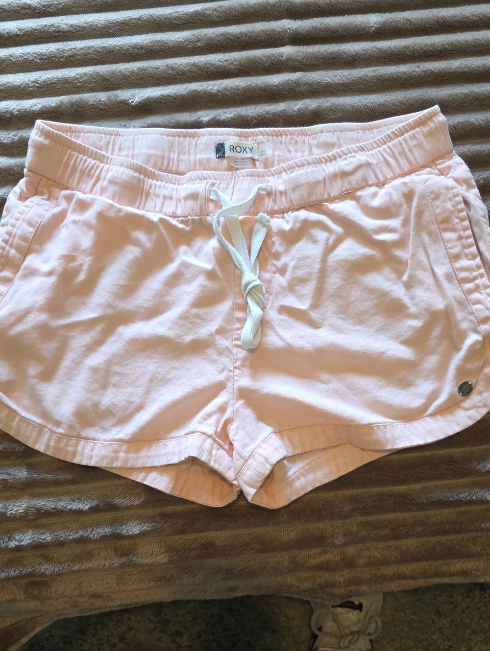 Roxy Light Pink Drawstring Athletic Shorts